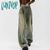 Lunivop Woman Jeans Denim Pants High Street Loose Casual Stretch Cute Core Cottage American Style